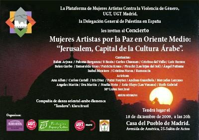 Concierto Mujeres Artistas por la Paz en Oriente Medio: Jerusalén, Capital Cultural árabe