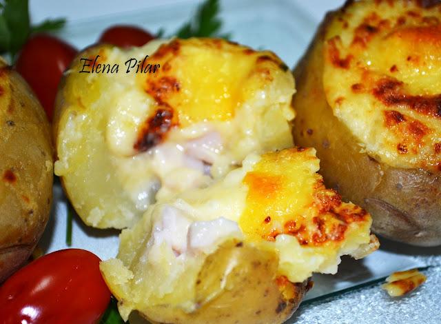 Patatas gratinadas rellenas de Pechuga de Pavo Patatas gratinadas rellenas de Pechuga de Pavo