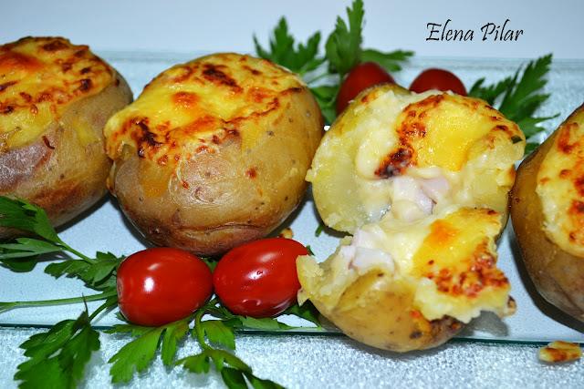 Patatas gratinadas rellenas de Pechuga de Pavo Patatas gratinadas rellenas de Pechuga de Pavo