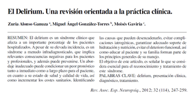 El Delirium - Una revisión orientada a la práctica clínica - Alonso y col. El Delirium - Una revisión orientada a la práctica clínica - Alonso y col.