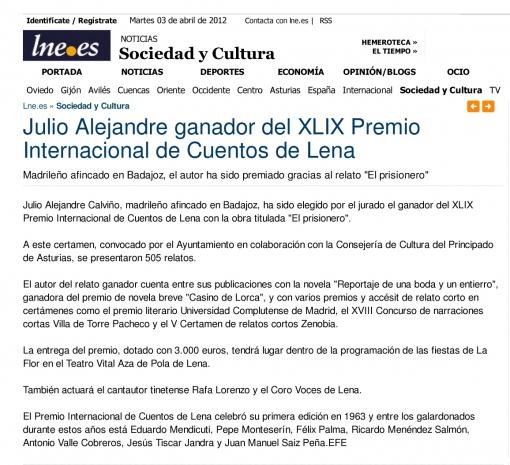 XLIX Premio Internacional de Cuentos de Lena