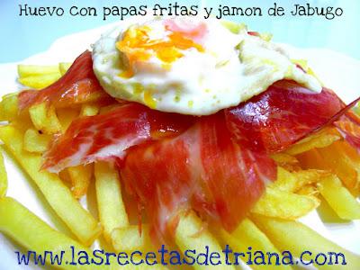 Huevo con papas fritas y jamón de Jabugo...