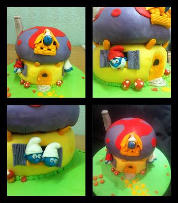 Paso a paso: Tarta casita de los Pitufos Paso a paso: Tarta casita de los Pitufos