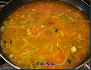 Arroz integral con verduras y puerro frito Arroz integral con verduras y puerro frito