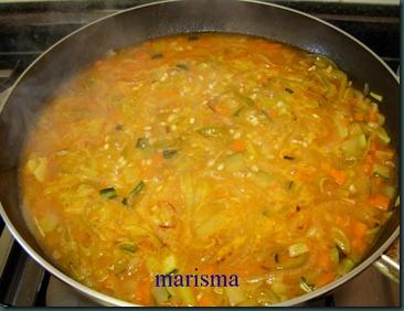 Arroz integral con verduras y puerro frito Arroz integral con verduras y puerro frito