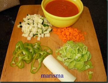 Arroz integral con verduras y puerro frito Arroz integral con verduras y puerro frito