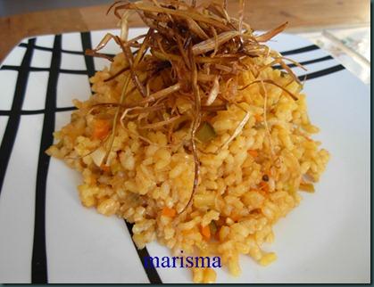 Arroz integral con verduras y puerro frito Arroz integral con verduras y puerro frito
