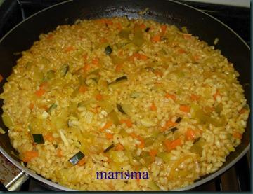 Arroz integral con verduras y puerro frito Arroz integral con verduras y puerro frito