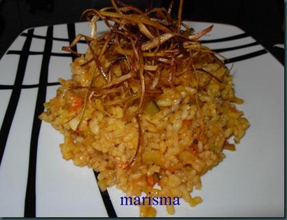 Arroz integral con verduras y puerro frito Arroz integral con verduras y puerro frito