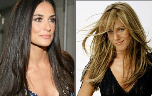 Demi Moore, Jennifer Aniston melenas de artistas