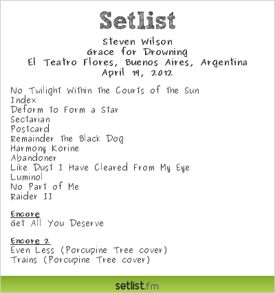 STEVEN WILSON Fotos y Setlist de Buenos Aires + video de STORM CORROSION Steven Wilson Setlist El Teatro Flores, Buenos Aires, Argentina 2012, Grace for Drowning