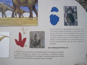 Playa de La Griega: Cartel informativo de los dinosaurios
