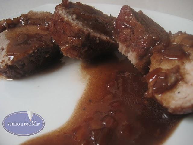 Solomillo caramelizado al vino tinto Solomillo caramelizado al vino tinto