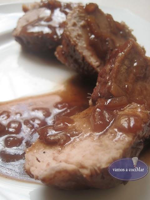 Solomillo caramelizado al vino tinto Solomillo caramelizado al vino tinto