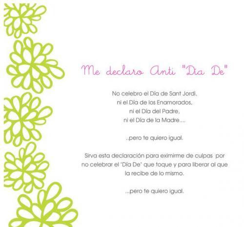 MEDECLARO Anti “Día De” (pongamos Sant Jordi).