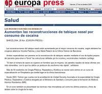 Aumentan las reconstrucciones de tabique nasal por consumo de cocaína Aumentan las reconstrucciones de tabique nasal por consumo de cocaína