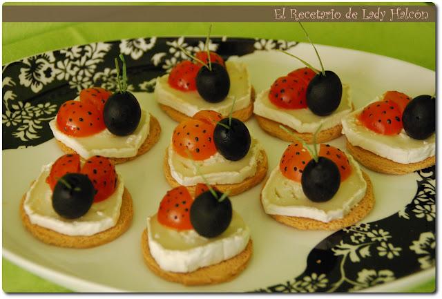 Mariquitas de tomate, queso y aceitunas Mariquitas de tomate, queso y aceitunas