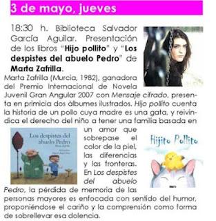 Presentación de Hijo pollito y Los despistes del abuelo Pedro, de Marta Zafrilla Presentación de Hijo pollito y Los despistes del abuelo Pedro, de Marta Zafrilla