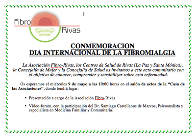 Jornada por el Día Internacional Fibromialgia en Rivas Vaciamadrid Jornada por el Día Internacional Fibromialgia en Rivas Vaciamadrid