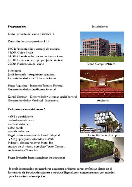 Curso intesivo de jardinería vertical. Mataró, Barcelona. 15 de Junio de 2012. Cursos de jardinería vertical