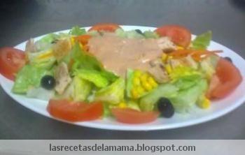 Receta de Ensalada de pollo con salsa rosa Receta de Ensalada de pollo con salsa rosa