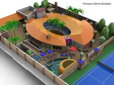 Chalet elíptico renderizado Casa redonda chalet elíptico.