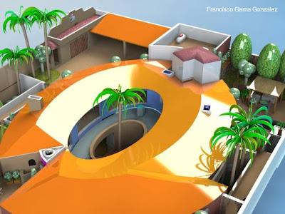 Renderizado de casa redonda Casa redonda chalet elíptico.