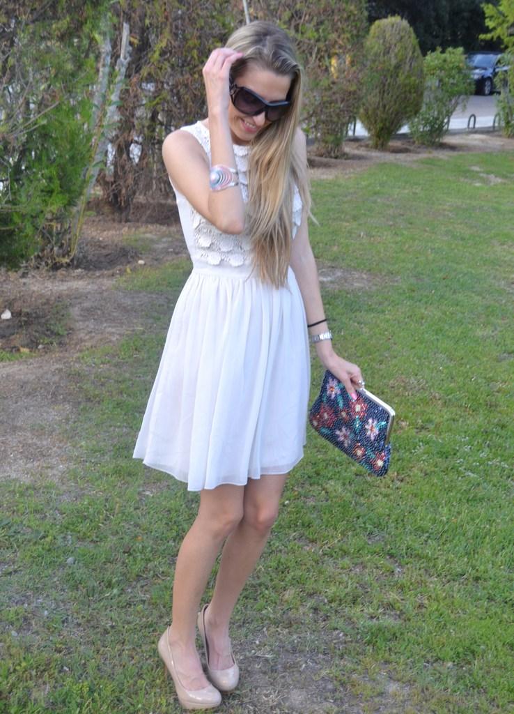 Sequins clutch and soft dress Sequins clutch and soft dress