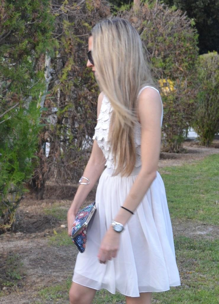 Sequins clutch and soft dress Sequins clutch and soft dress
