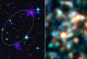El telescopio Herschell observa un enorme filamento que une tres galaxias