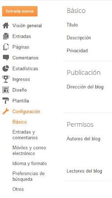 Configuración del blog en Blogger Blogger configuración básica