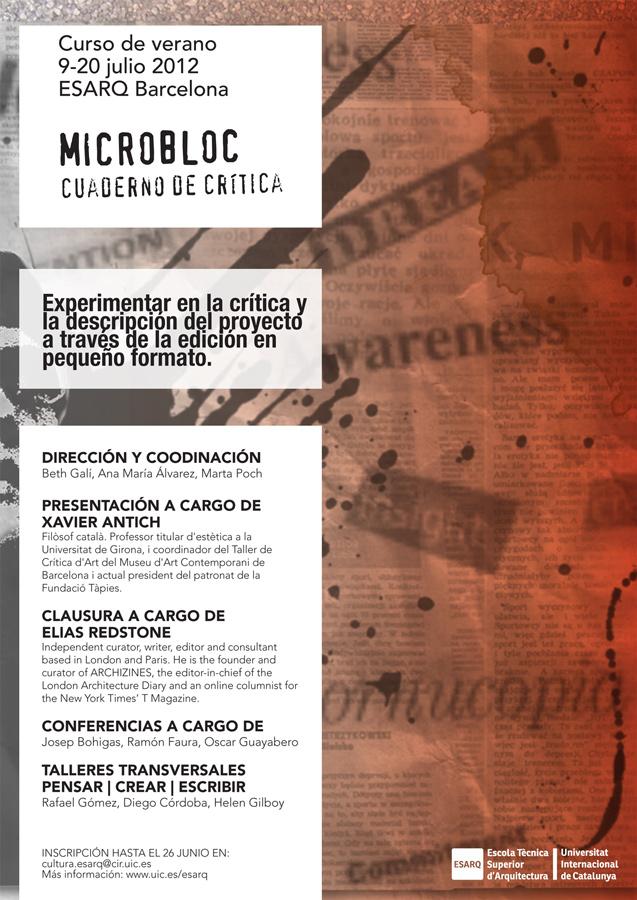 ESARQ-UIC_Microbloc CURSOS DE VERANO – ESARQ-UIC