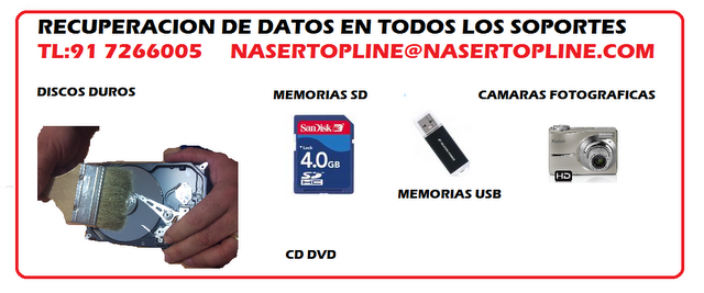 RECUPERACION DE DATOS DESDE 60€DISCOS DUROS, PENDRIVE, ME...