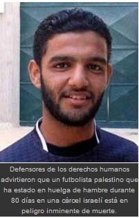 EL JUGADOR DE LA SELECCIÓN PALESTINA SARSAK, ENCARCELADO SIN JUICIO PREVIO, EN PELIGRO DE MUERTE EL JUGADOR DE LA SELECCIÓN PALESTINA SARSAK, ENCARCELADO SIN JUICIO PREVIO, EN PELIGRO DE MUERTE