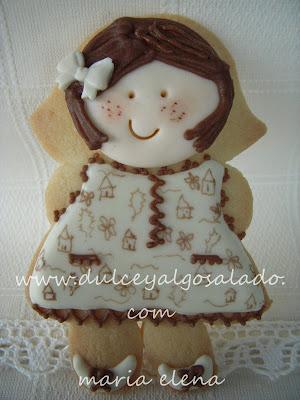 Galletas decoradas...niña conjuntito beige-marron