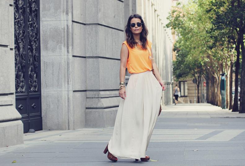 Maxi Skirt & Orange Top collagevintage