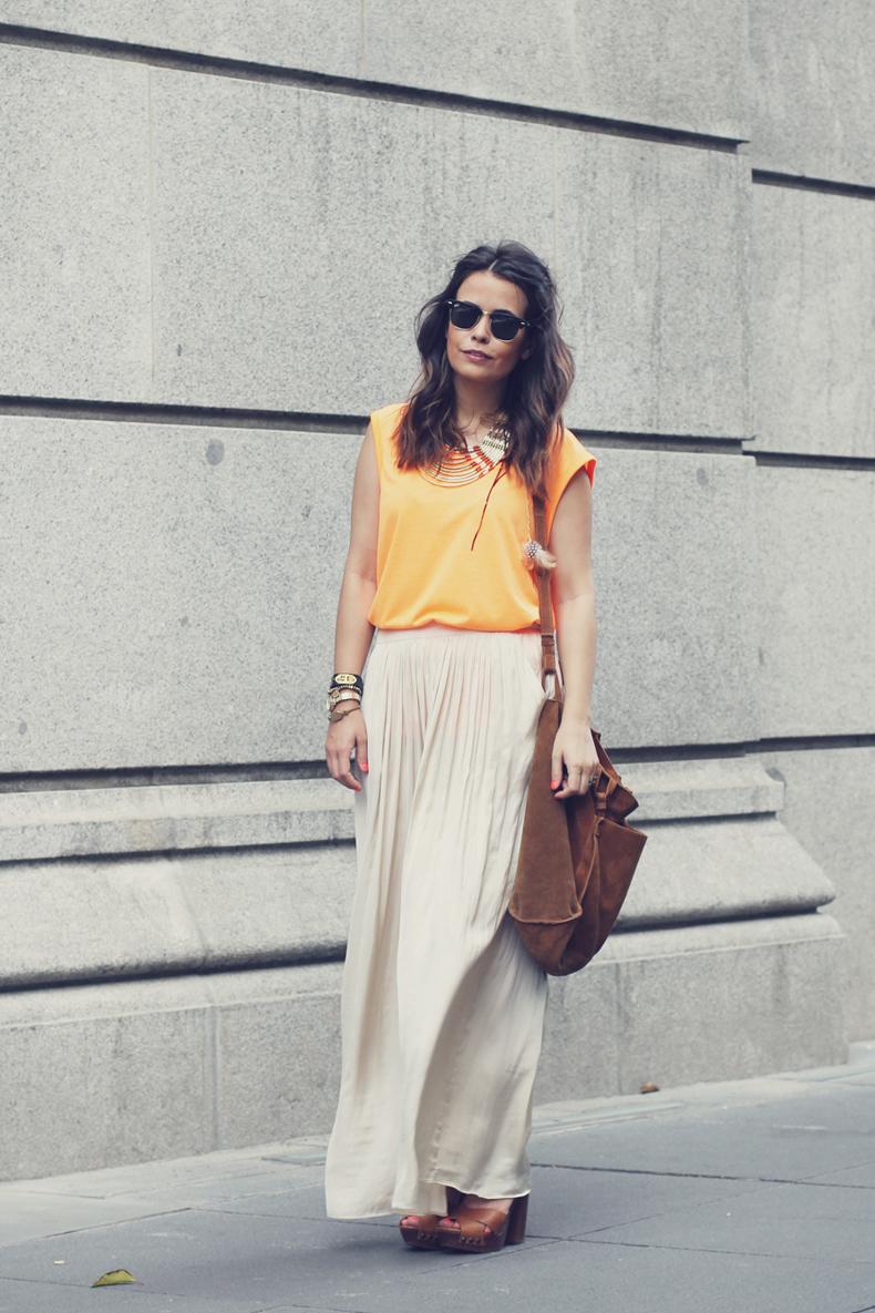 Maxi Skirt & Orange Top collagevintage