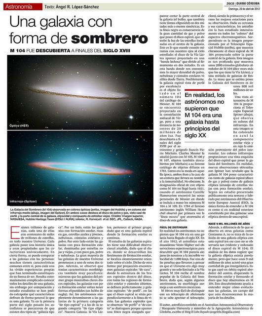 Zoco Astronomía: Una galaxia con forma de sombrero Zoco Astronomía: Una galaxia con forma de sombrero