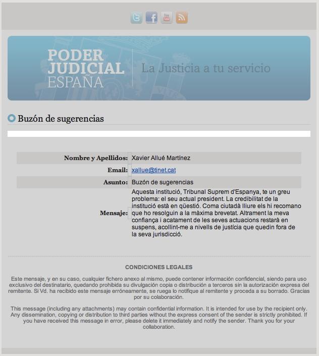 Carta al Consejo General del Poder Judicial