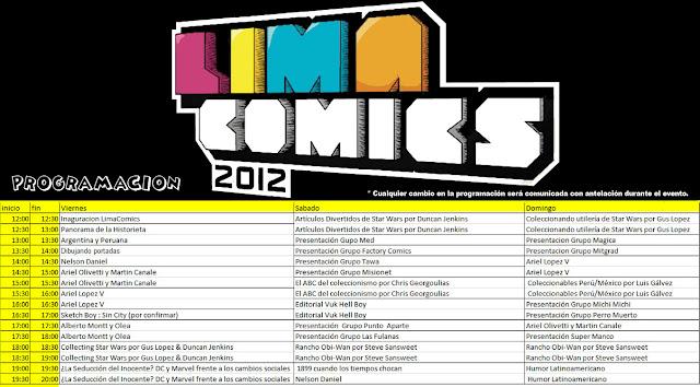 Programa de actividades de Limacomics 2012