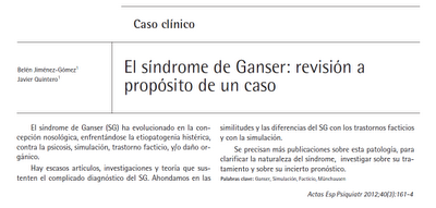 Síndrome de Ganser: Revisión a propósito de un caso - Jiménez-Gómez y Quintero