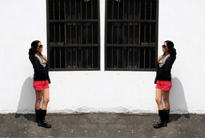 Coral shorts with boots Coral shorts with boots