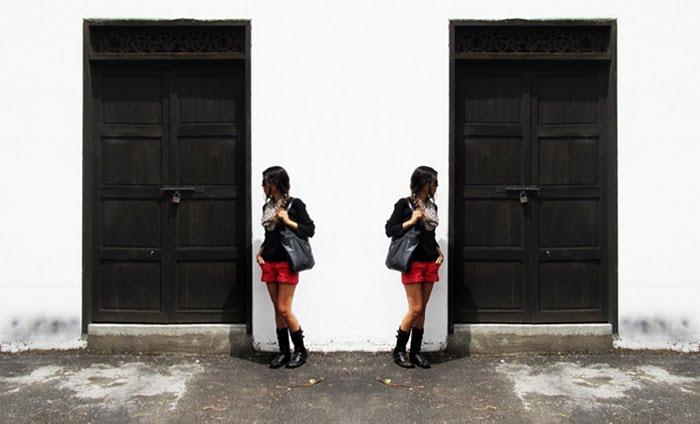 Coral shorts with boots Coral shorts with boots