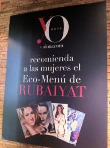 Menú Eco Yodona en Rubaiyat ECO MENÚ YODONA EN RUBAIYAD