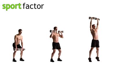 Cargada y press con mancuernas Quema los mojitos con estos ejercicios