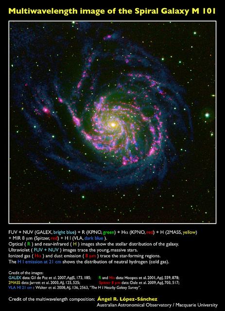Gas, estrellas y polvo en la galaxia espiral M 101 Gas, estrellas y polvo en la galaxia espiral M 101
