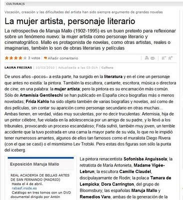 La mujer artista, personaje literario. Artículo de Laura Freixas en La Vanguardia. La mujer artista, personaje literario. Artículo de Laura Freixas en La Vanguardia.