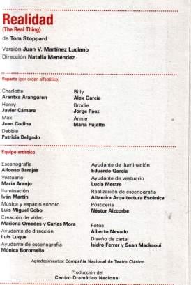 realidad Los oficios de la escena