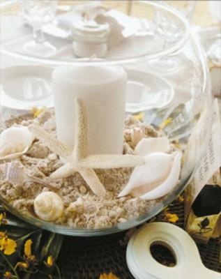 Cómo hacer centros de mesa con conchas de mar. centro de mesa hecho con conchas y arena de mar