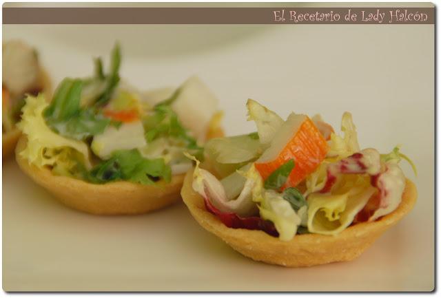 Tartaletas frescas de surimi de cangrejo Tartaletas frescas de surimi de cangrejo